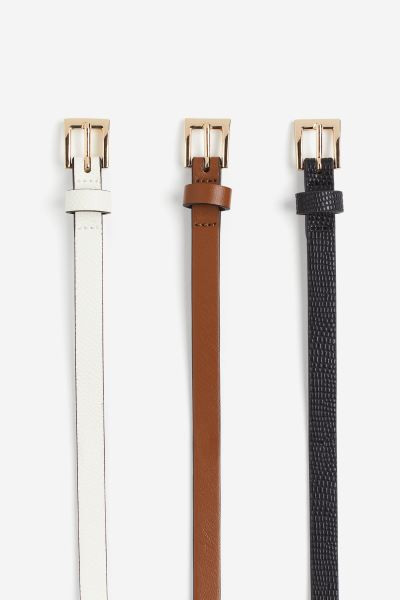 3-pack Narrow Belts | H&M (US + CA)