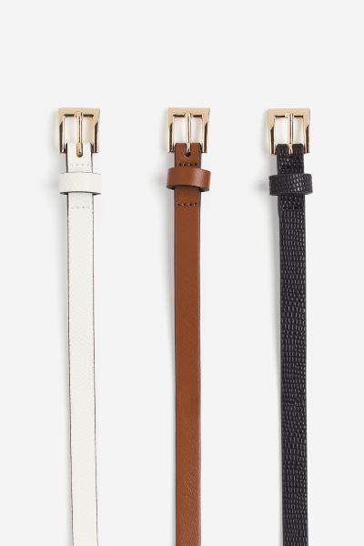 Lot de 3 ceintures fines - Noir/marron/crème - FEMME | H&M FR | H&M (FR & ES & IT)