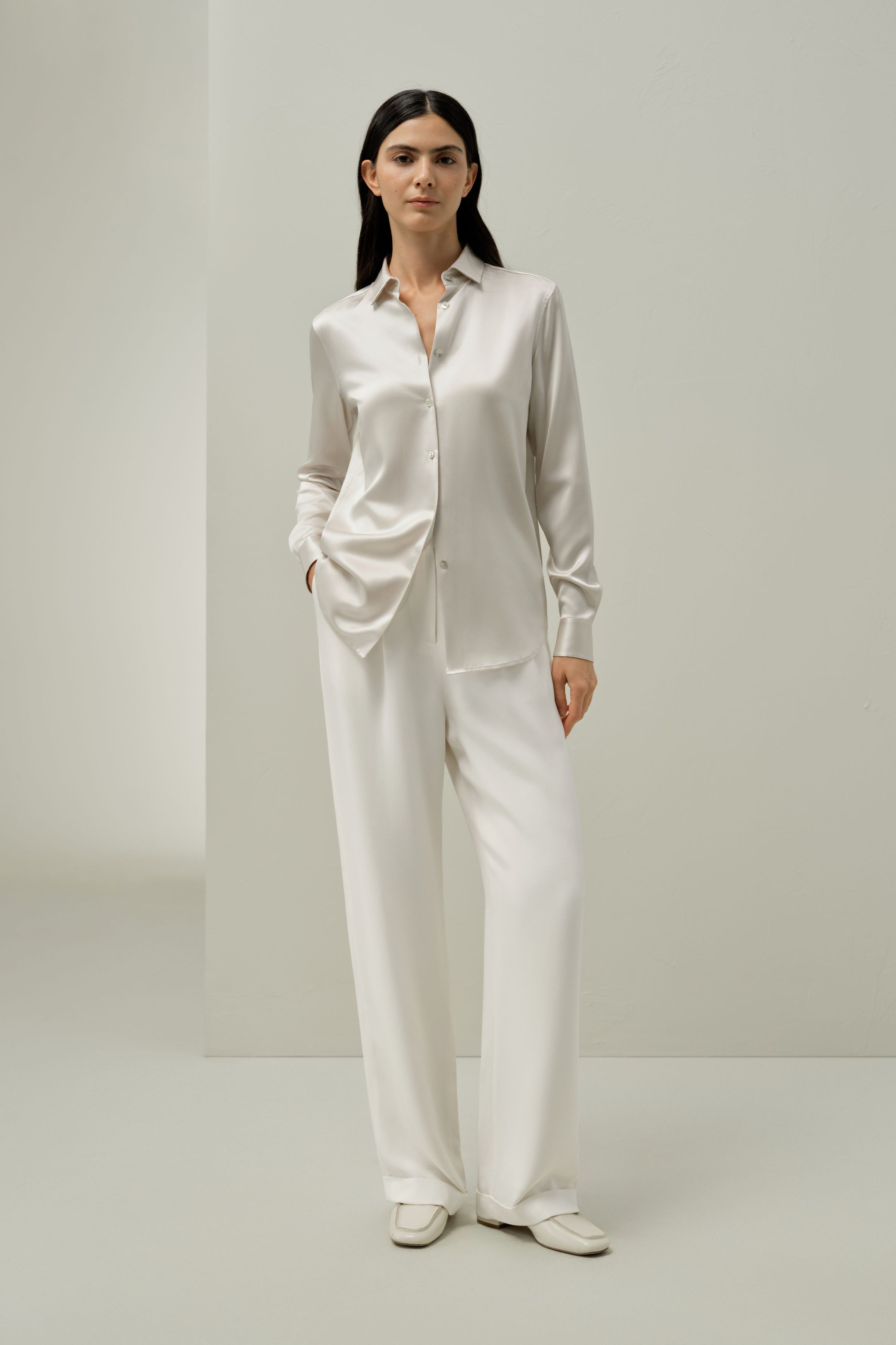 Spread Collar Silk Shirt | LILYSILK