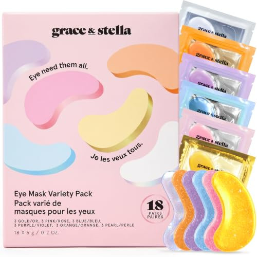 grace & stella Under Eye Patches Variety Pack - With 6 Colors (18 Pairs) | Amazon (US)