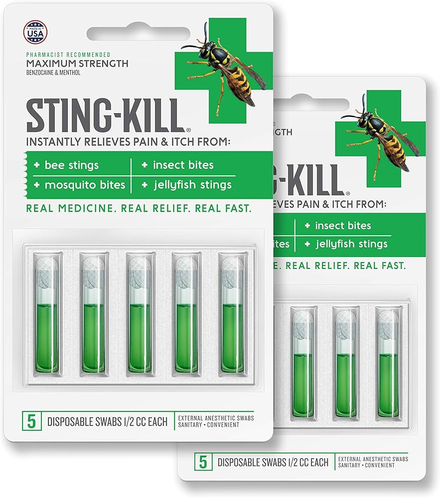 Sting-Kill First Aid Anesthetic Swabs, Instant Pain + Itch Relief From Bee Stings and Bug Bites, ... | Amazon (US)