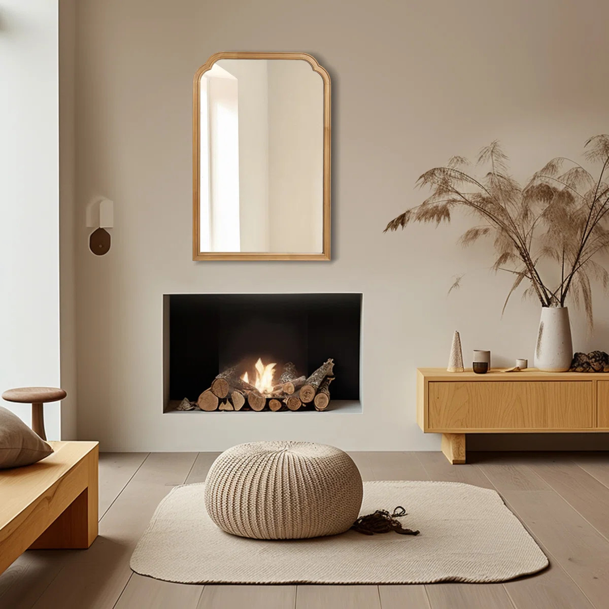 Ancalin Wood Accent Wall Mirror for Bathroom Bedroom Decorative Mirror | Wayfair North America