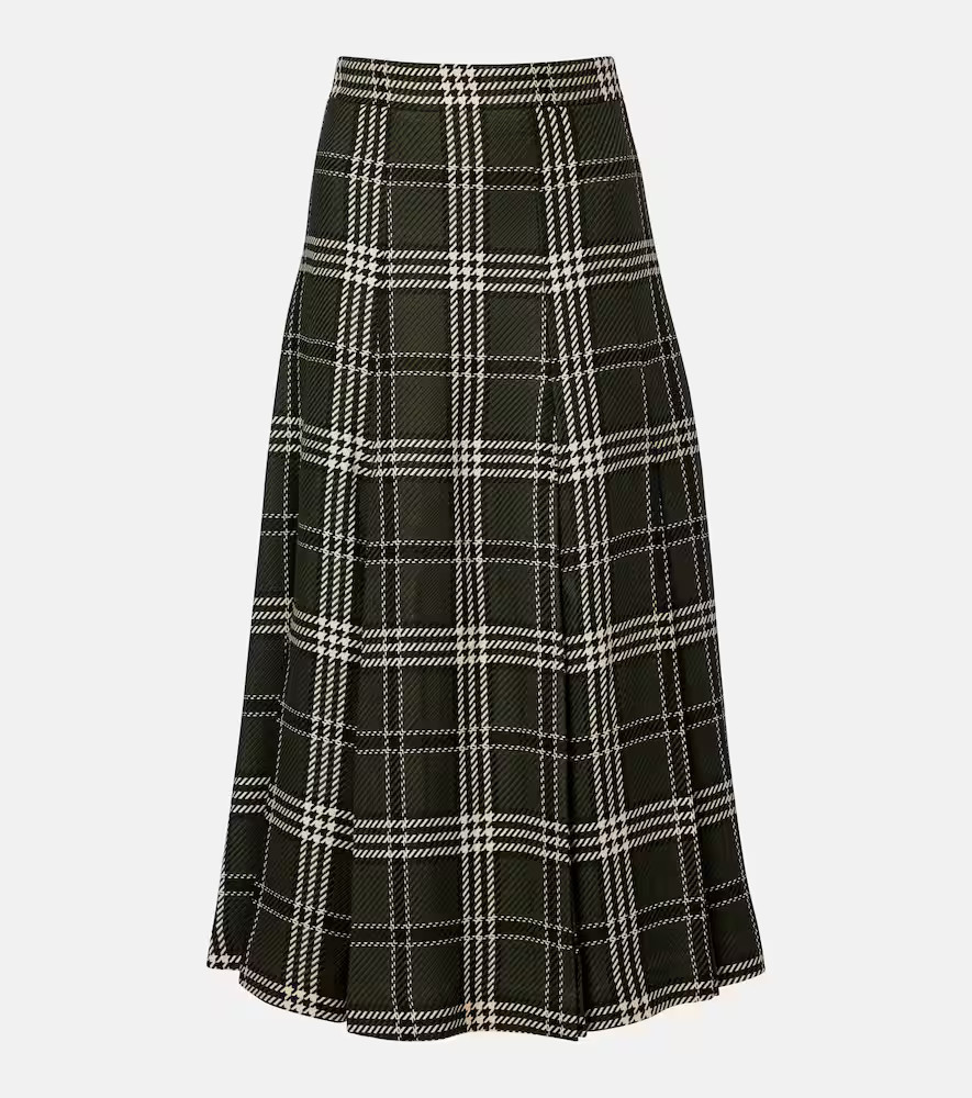 Emilia Wickstead Kensie checked wool-blend midi skirt | Mytheresa (UK)
