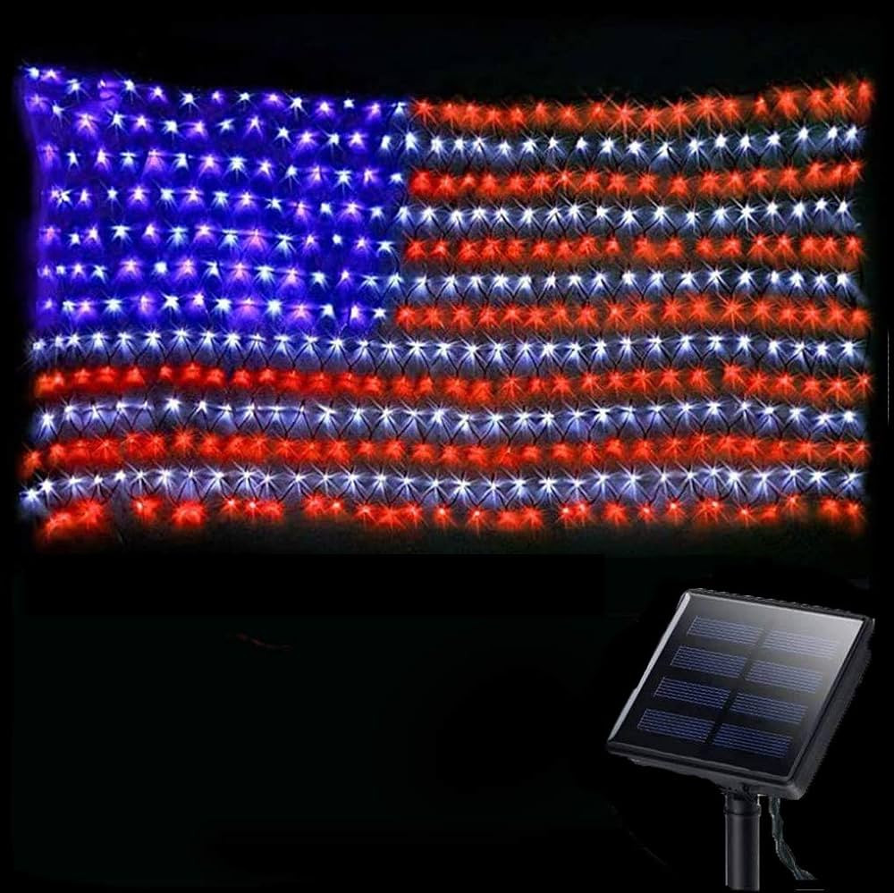 Solar American Flag Lights Outdoor,420 LEDs American Flag Net Lights 6.5ft x 3.28ft Super Bright,... | Amazon (US)