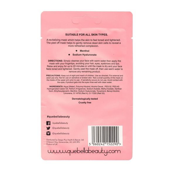 Que Bella Revitalizing Strawberry Peel Off Face Mask - 0.35oz | Target