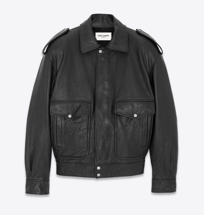 oversized jacket in grained leather | Grailed