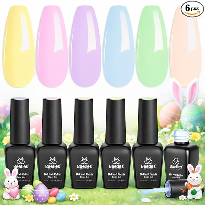 Beetles Pastel Gel Nail Polish - 6 Colors Macaron Pastel Easter Gel Polish Set Light Pink Blue Gr... | Amazon (US)