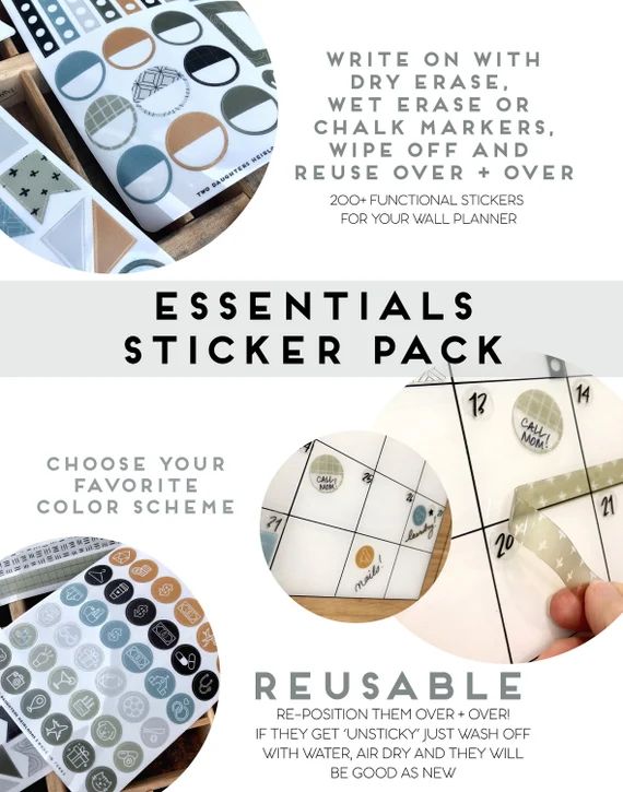 Repositionable Reusable Stickers for Acrylic Wall Calendar - Etsy | Etsy (US)