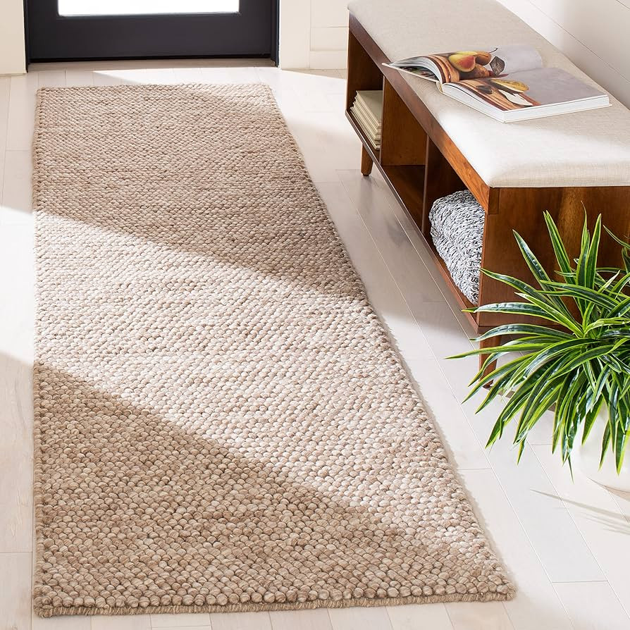 SAFAVIEH Natura Collection Runner Rug - 2'3" x 8', Brown, Handmade Wool Blend, Textured Design, I... | Amazon (US)