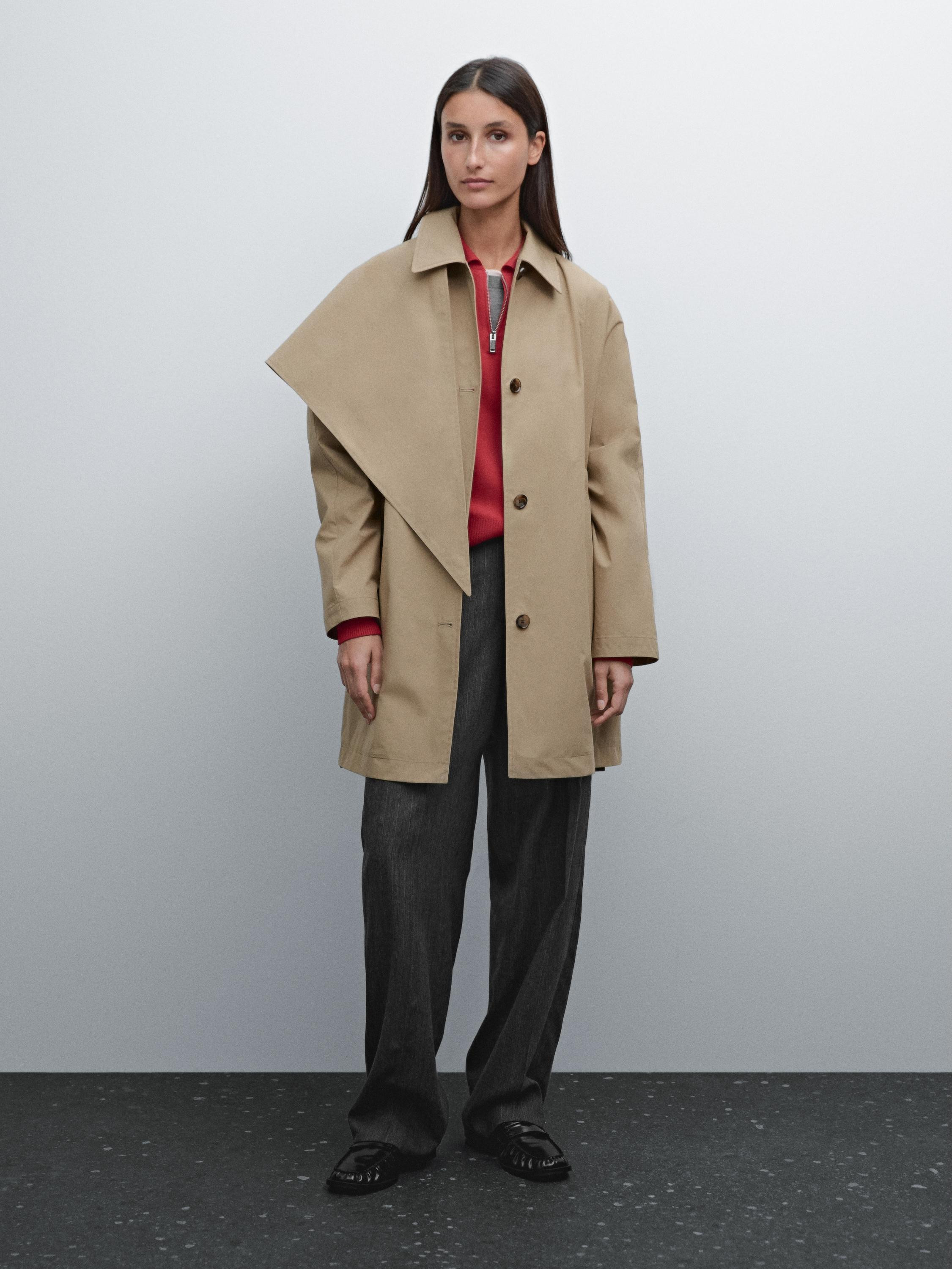 Trench coat with detachable scarf detail | Massimo Dutti US