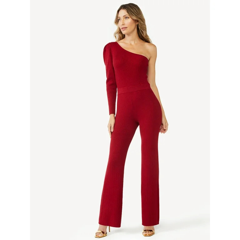Sofia Jeans by Sofia Vergara Women's Shimmer One Shoulder Jumpsuit | Walmart (US)