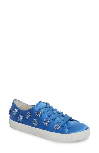 Women's Alice + Olivia Cleo Crystal Embellished Sneaker, Size 6 M - Blue | Nordstrom
