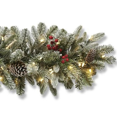 Freshly Fallen Snowcrest Indoor Cordless 9' Garland | Frontgate | Frontgate
