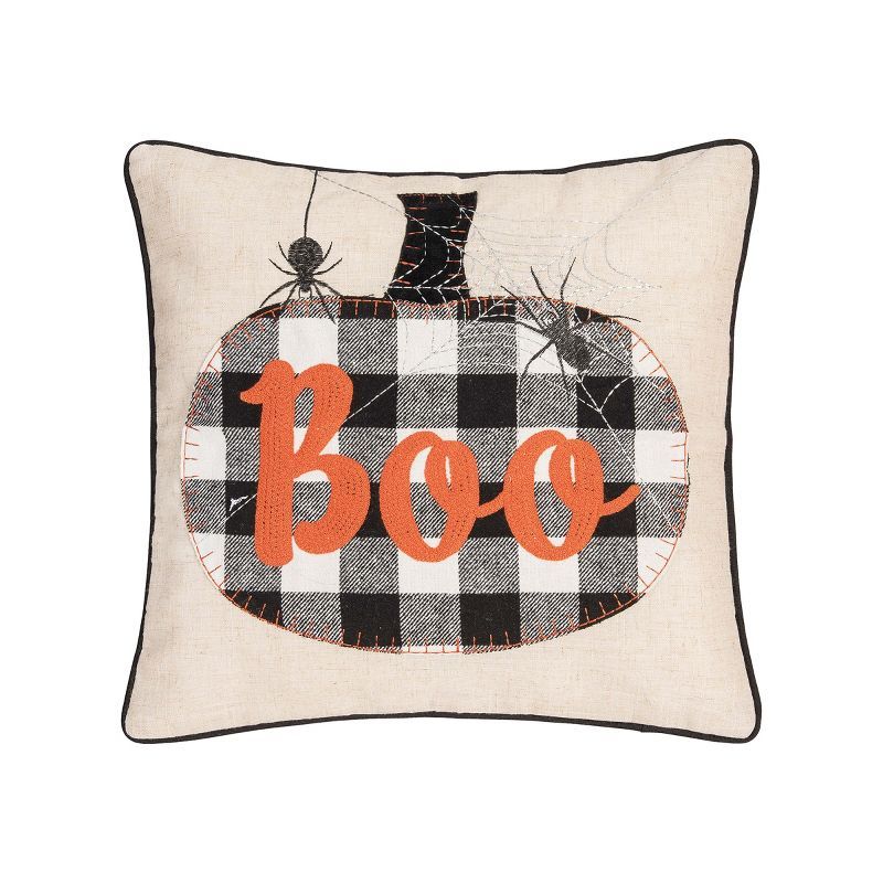 C&F Home 18" x 18" Franklin Black Boo Chain Stitch Halloween Throw Pillow | Target