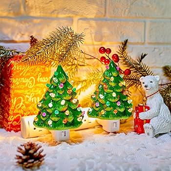 Brightown Ceramic Christmas Tree Night Light - 2 Pack 6" Christmas Decorative Ceramic Tree with O... | Amazon (CA)