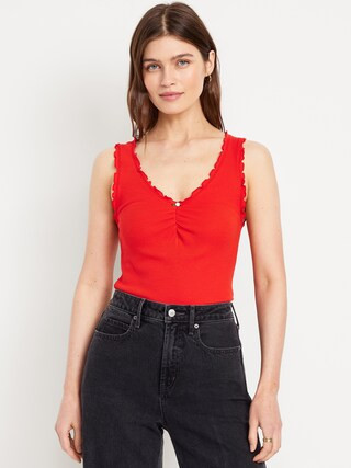 Cinched Rib-Knit Tank Top | Old Navy (US)