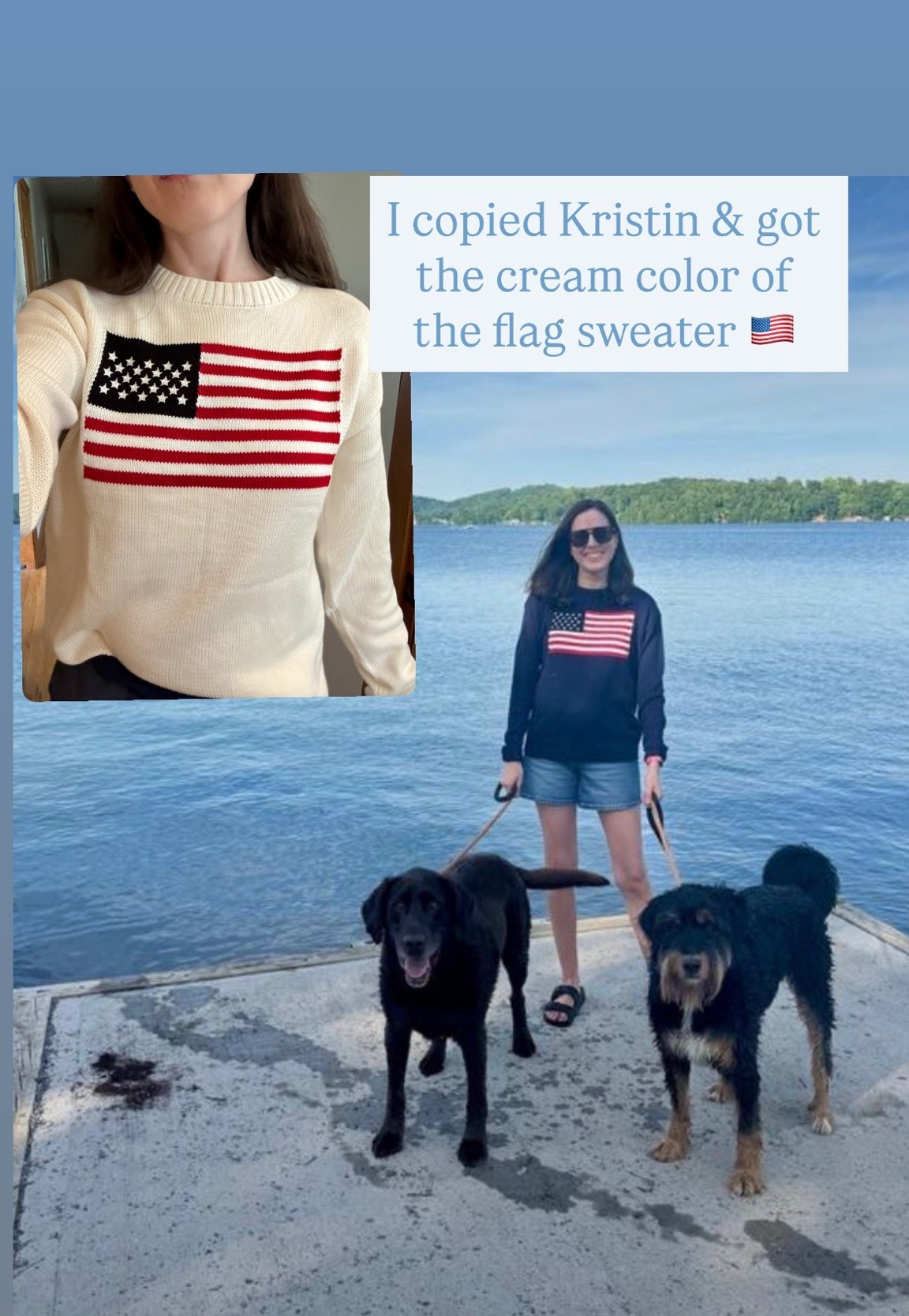 Flag sweater 🇺🇸 
Denim shorts, summer outfit, 4th of July

#LTKdayinmylife #LTKgrwm #LTKootd