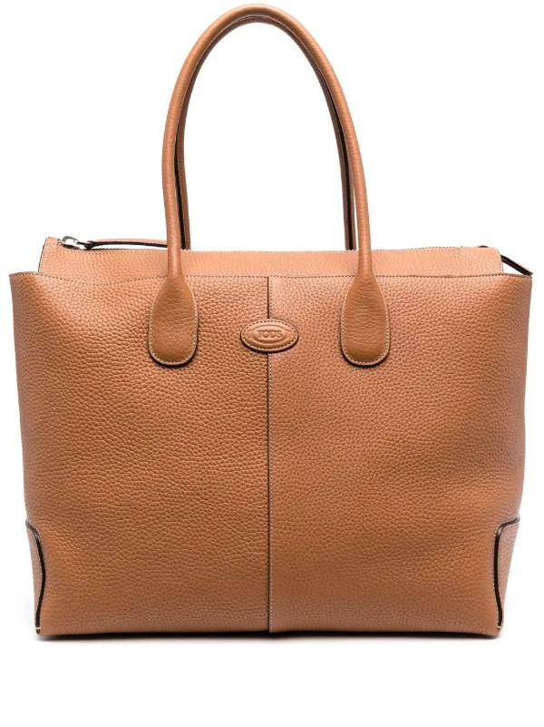 Tod's logo-patch Leather Tote Bag - Farfetch | Farfetch Global