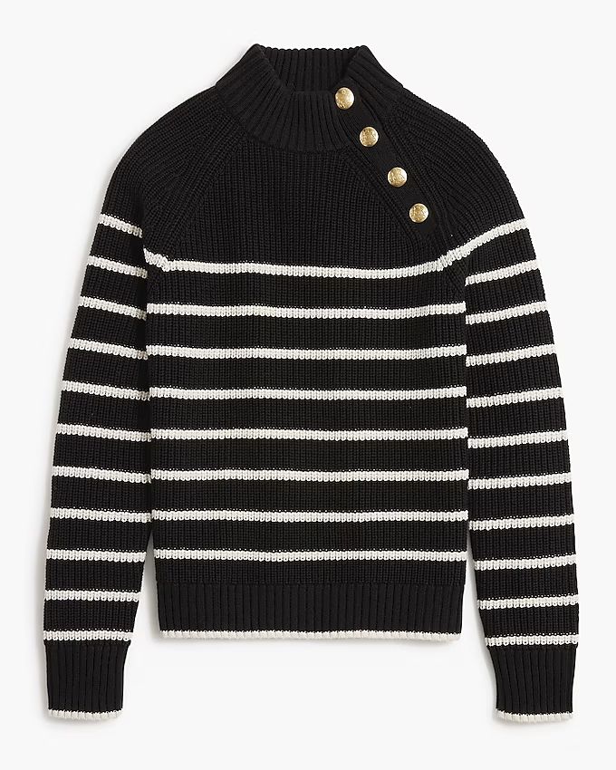 Button-shoulder striped mockneck sweater | J.Crew Factory