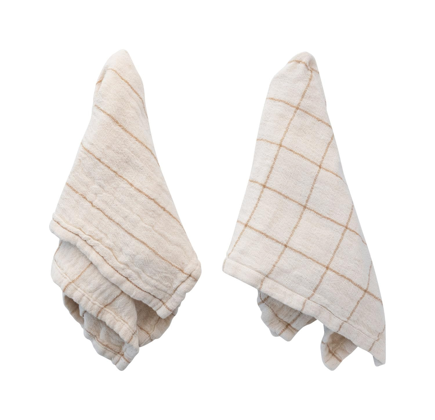 Bloomingville Square Double Cotton Patterned Napkins, Cream and Taupe, Set of 4 | Amazon (US)