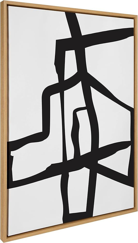 Kate and Laurel Sylvie Bold Sophisticated Abstract Black Stroke Framed Canvas Wall Art by The Cre... | Amazon (US)