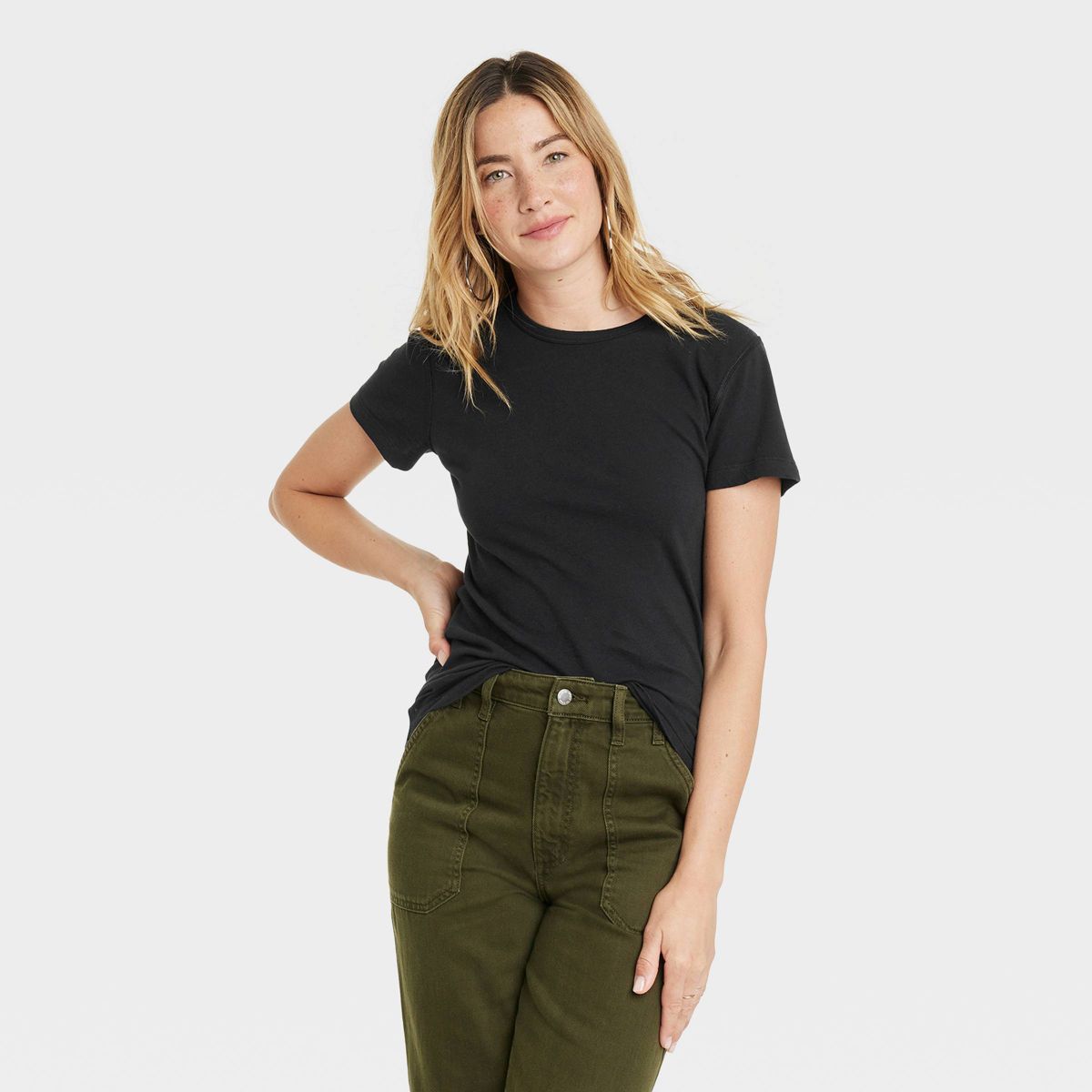 Women's Slim Fit Sensory Friendly Fitted Crew Short Sleeve T-Shirt - Universal Thread™ Black S | Target