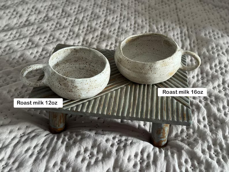 Handmade Ceramic Cappuccino Mugs and Saucer: Rustic Toasted White Nordic Cups - Etsy Canada | Etsy (US)