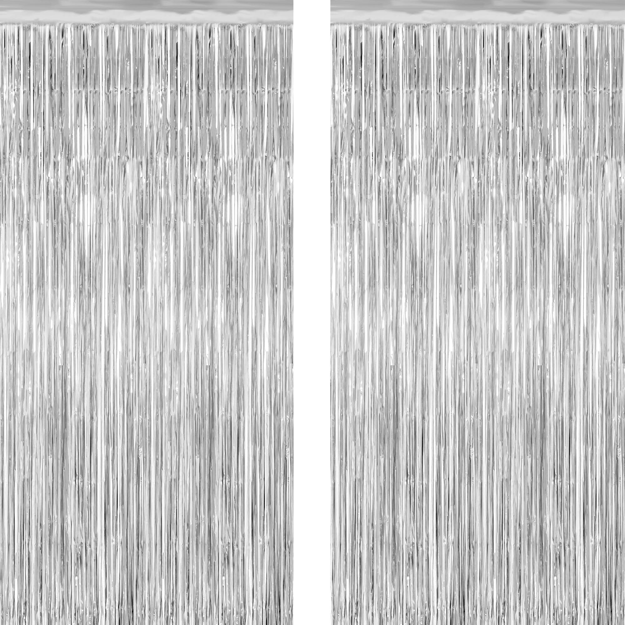 2 Pack Tinsel Backdrop, 3.28 FT x 7.05 FT Birthday Party Decorations, Silver Party Streamer Fring... | Amazon (US)