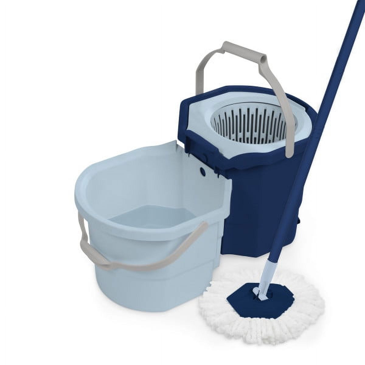Casabella Clean Water Microfiber Spin Mop with 2-Bucket System, Blue/White - Walmart.com | Walmart (US)