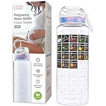 Belly Bottle Pregnancy Water Bottle Intake Tracker with Weekly Milestone Stickers (BPA-Free) Pregnan | Amazon (US)