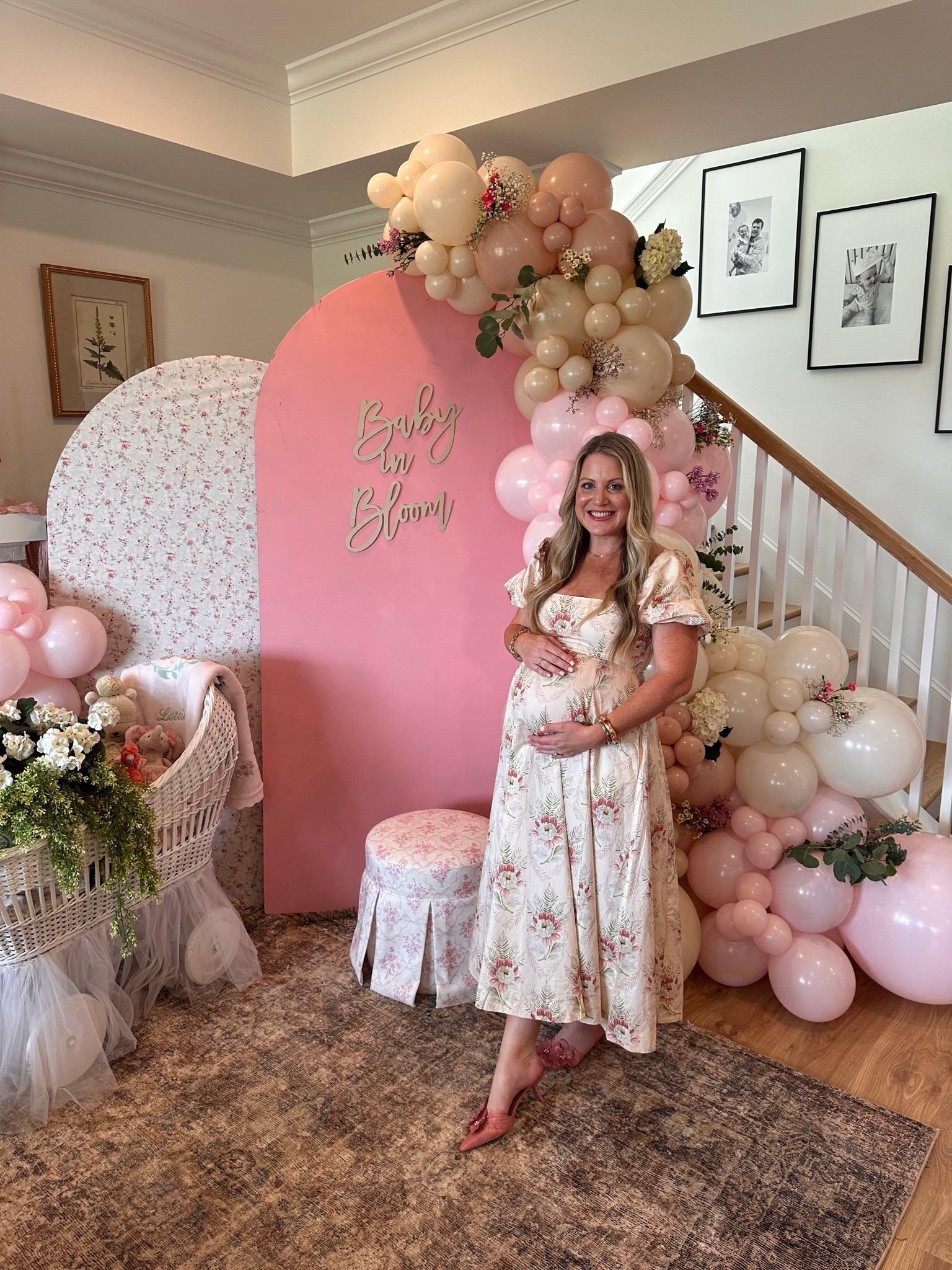 A perfect non-maternity option for a baby shower to welcome a little girl. So feminine and flattering 🎀 #babyshowerdress 

#LTKBump #LTKBaby