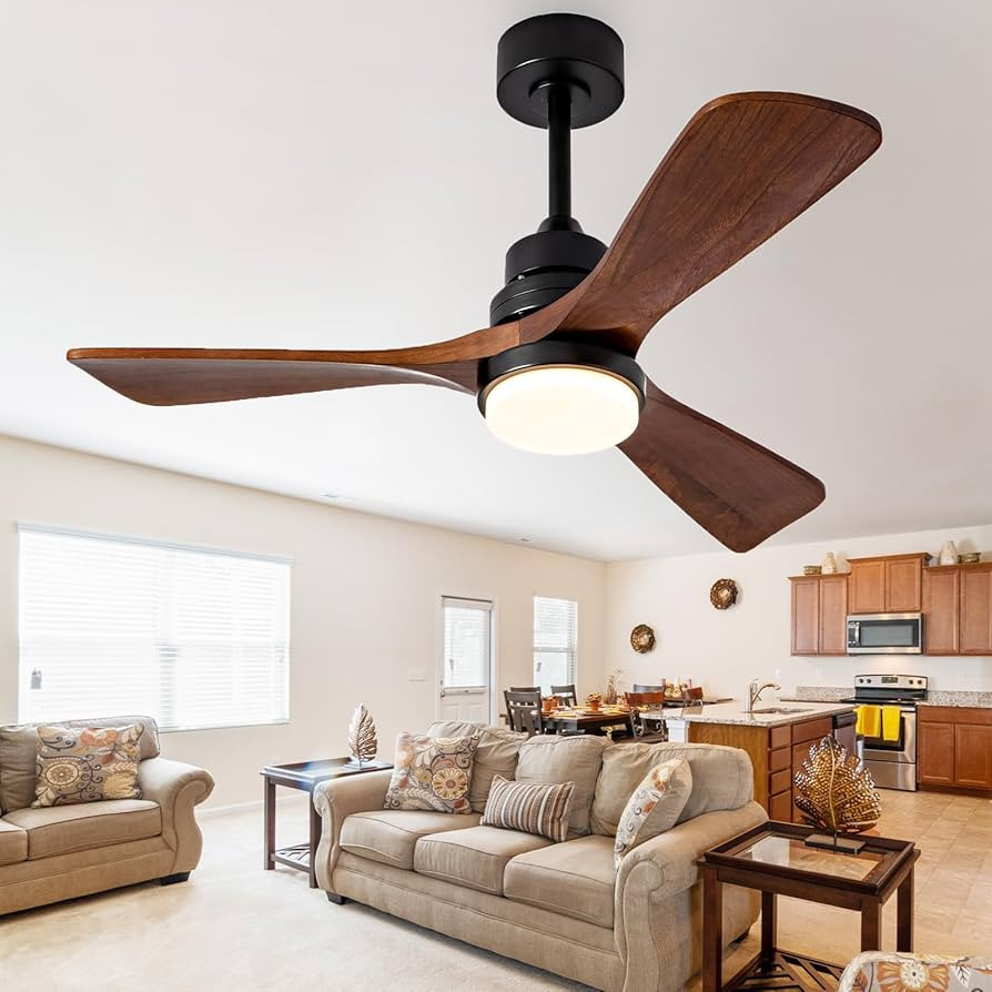 Ceversa 42 Inch Ceiling Fan with Lights Remote Control, Quiet Reversible DC Motor, 3 Dark Walnut ... | Amazon (US)
