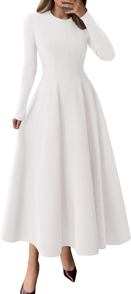 PRETTYGARDEN Cocktail Dresses for Women 2025 Elegant Classy Fall Long Sleeve Midi A Line Flowy Mo... | Amazon (US)