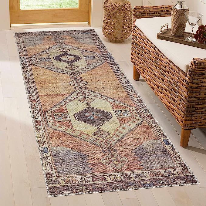 Medinah Machine Washable 2'7" x 7'3" Runner Rug, Kitchen Hallway Runner - Waterproof - Pet & Chil... | Amazon (US)