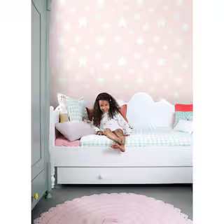 Pink Amira Stars Matte Paper Non-Pasted Wallpaper Roll | The Home Depot