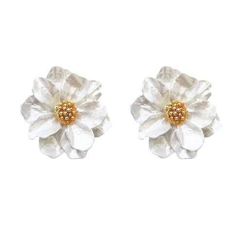 White flower statement earrings for women (white 2) | Amazon (US)