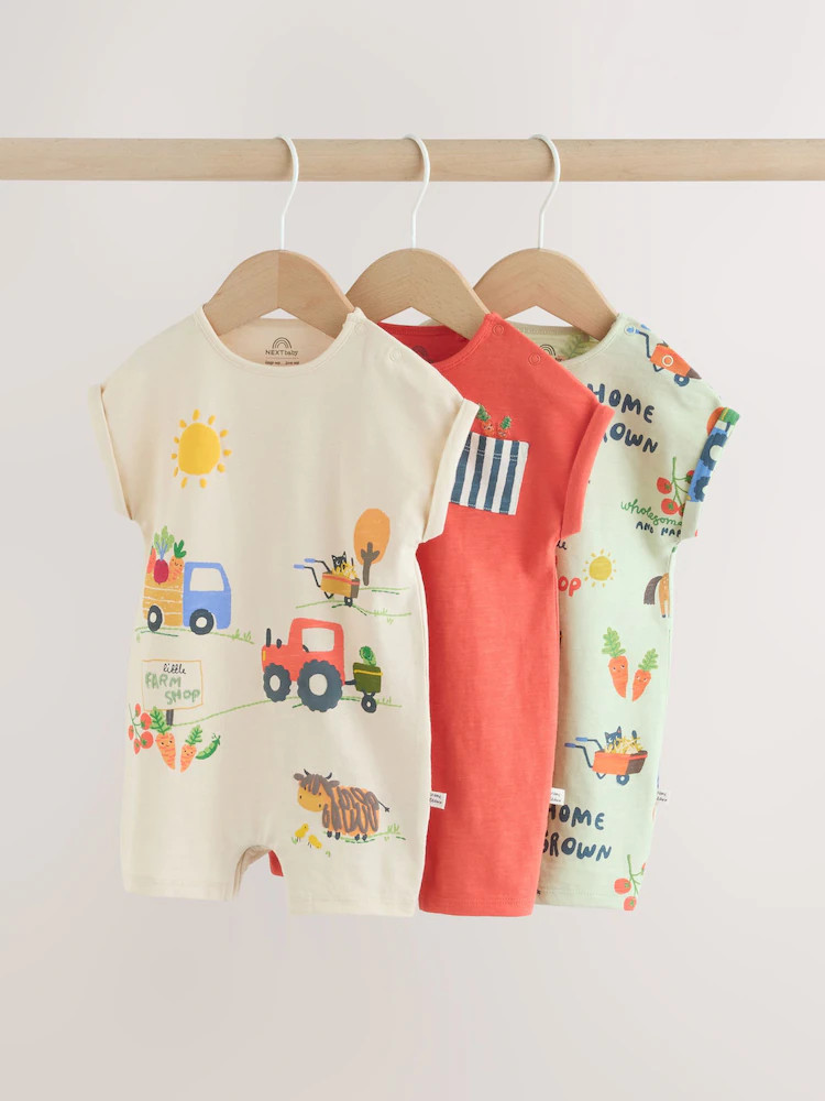 Farmyard Jersey Baby Rompers 3 Pack | Next US