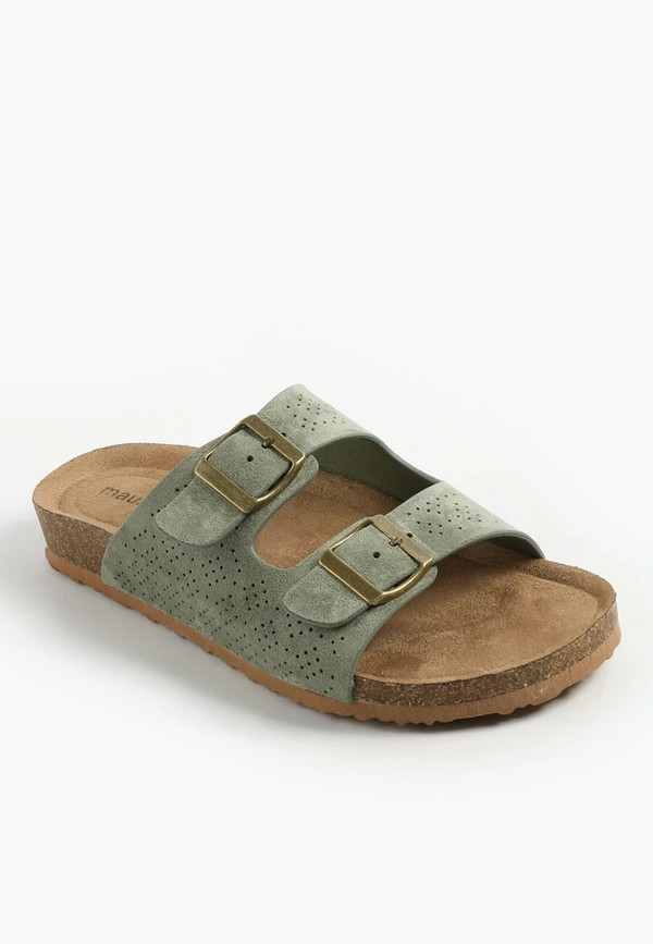 SuperCush Chloe Perforated Two Band Footbed Sandal | Maurices