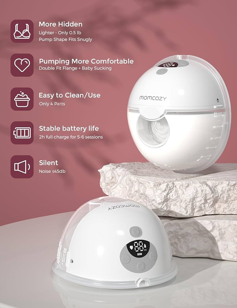 Momcozy M5 Hands-Free Wearable Breast Pump, Double-Sealed Flange for Baby-Like Comfort, 3 Modes &... | Amazon (US)