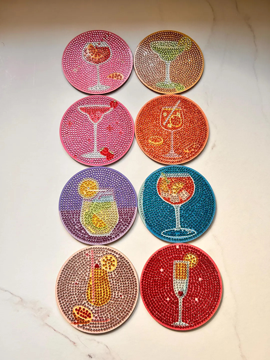 Cocktail Diamond Coaster 8pc | Etsy (US)