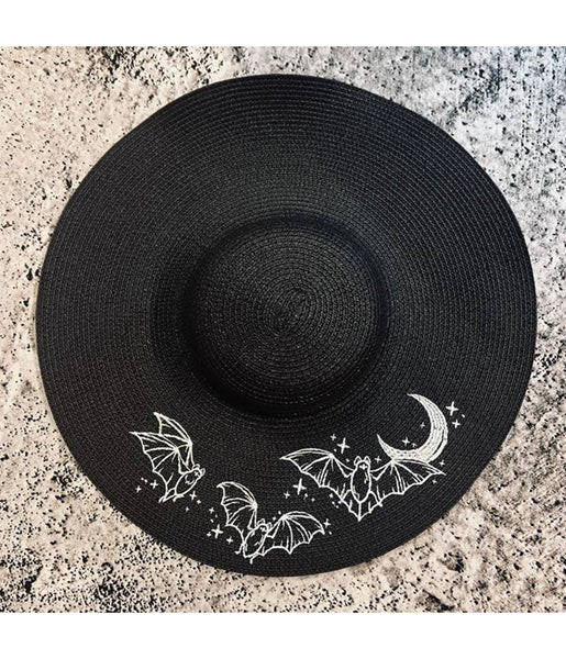 Witchwood Bags Black Bat Moon Sun Hat | UniqueVintage