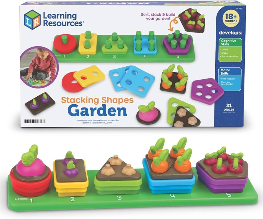 Learning Resources Stacking Shapes Garden, Fine Motor Skills, Stacking and Sorting Puzzle Board, ... | Amazon (US)