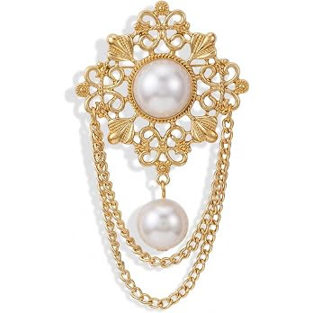 1Pcs Vintage Pearl Brooches for Women Dainty Boho Brooch Pins for Clothes | Amazon (US)