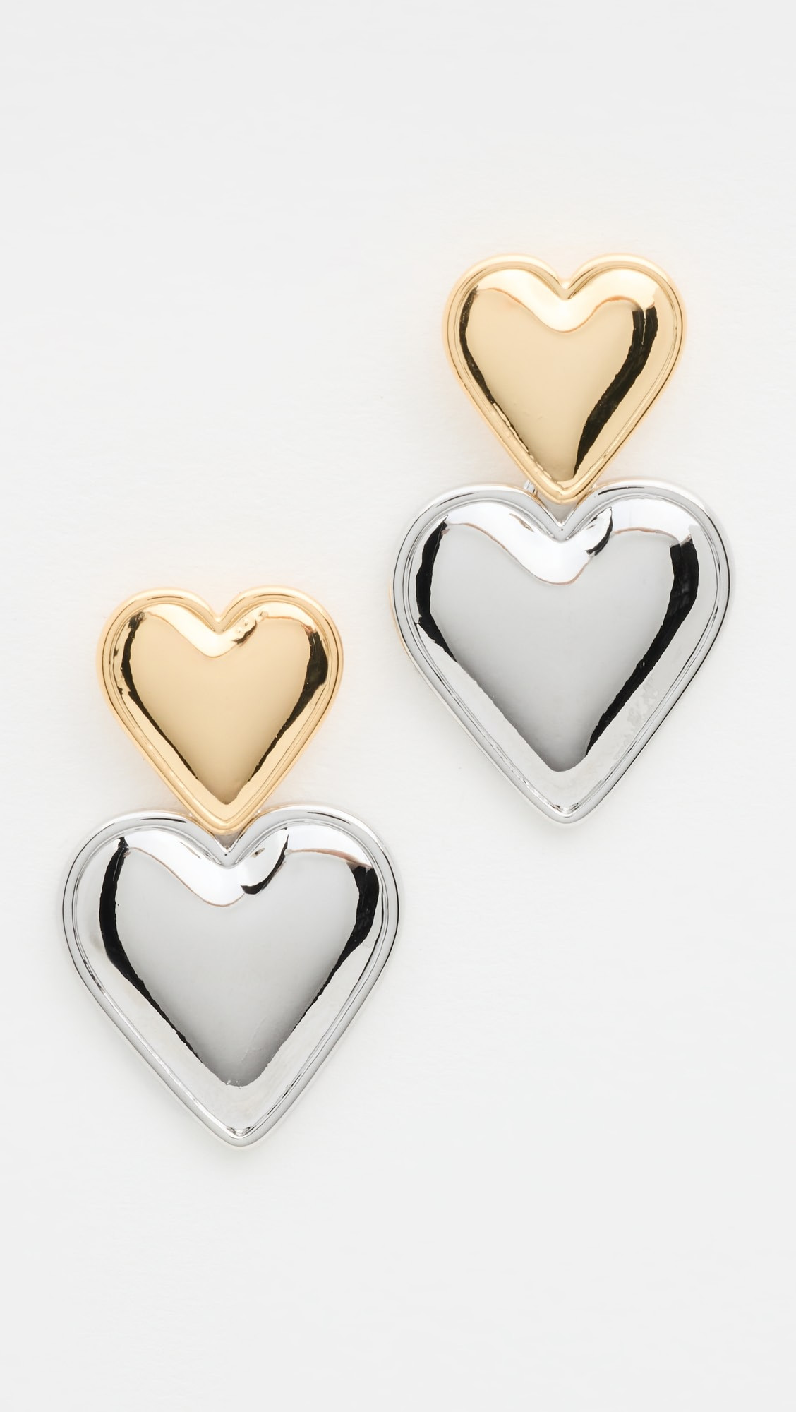 Two Tone Double Heart Drop Stud Earrings | Shopbop