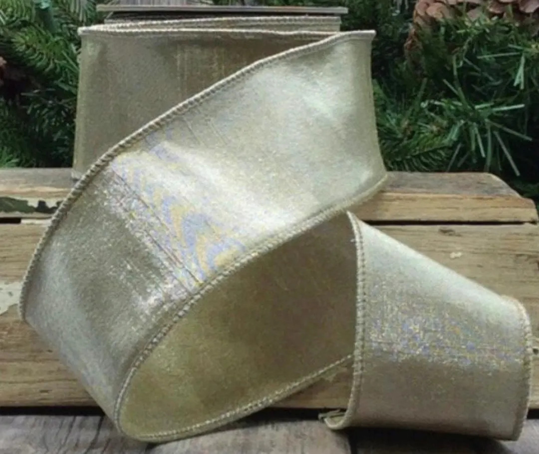 Platinum (gold Silver) Metallic D Stevens Wired Ribbon: 2.5 Inch, 10 Yards, Christmas Ribbon - Et... | Etsy (US)