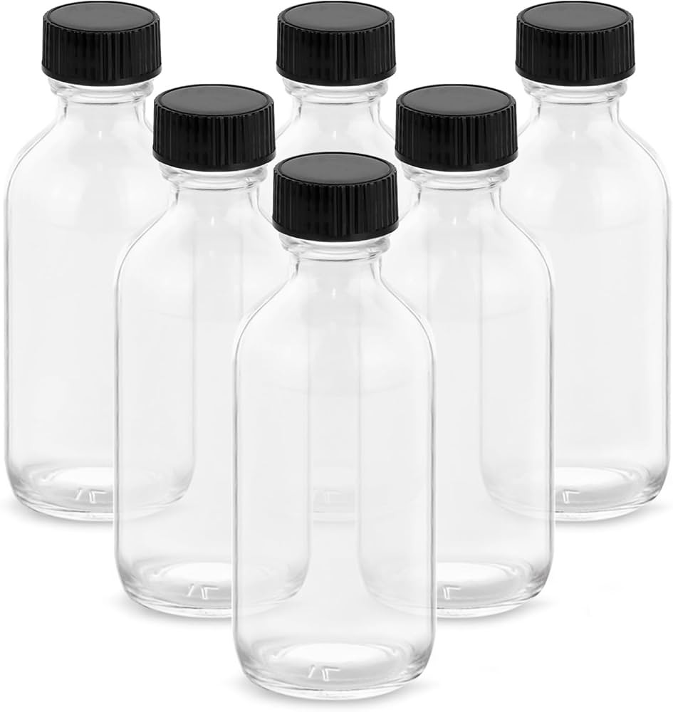 Rionisor 4OZ Small Glass Bottles with Lids and Funnels, 120ml Boston Round Glass Bottles, Leak Pr... | Amazon (US)