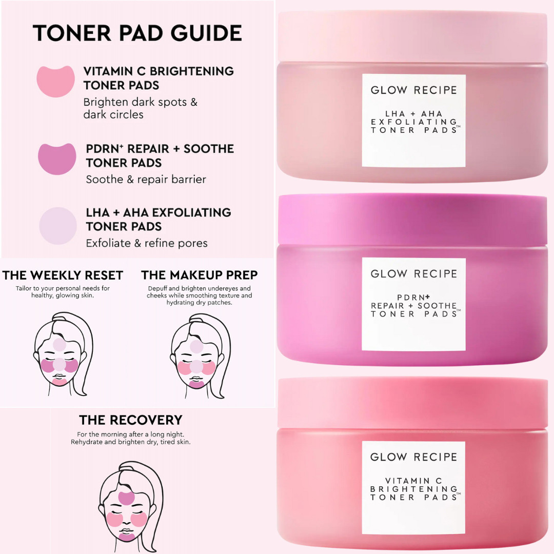 🚨 Glow Recipe just launched their Toner Pad Trio!!! 🩷 

It’s the easiest way to customize your skincare routine based on what your skin needs that day!!

These toner pads are perfect for a weekly reset, makeup prep, or recovery mornings when skin feels dull, irritated, or textured.

💖 Why these just earned a spot in my routine:
• Vitamin C Brightening Toner Pads – help brighten dark spots & tired-looking skin
• PDRN Repair + Soothe Toner Pads – calm irritation & support the skin barrier
• LHA + AHA Exfoliating Toner Pads – gently exfoliate & refine pores
• Pre-soaked, no-mess pads = effortless skincare
• Great for glowing skin, smoother texture & even tone

Perfect for GRWM skincare, spring skin reset, travel routines, and makeup prep days. If you love Glow Recipe, this new drop is a must.

Shop the new Glow Recipe Toner Pad drop here👇 

 

#LTKgrwm #LTKselfcare #LTKBeauty