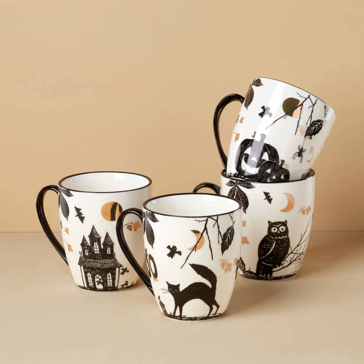 Vintage Haunted Halloween Mugs, Set of 4, Assorted | Lenox