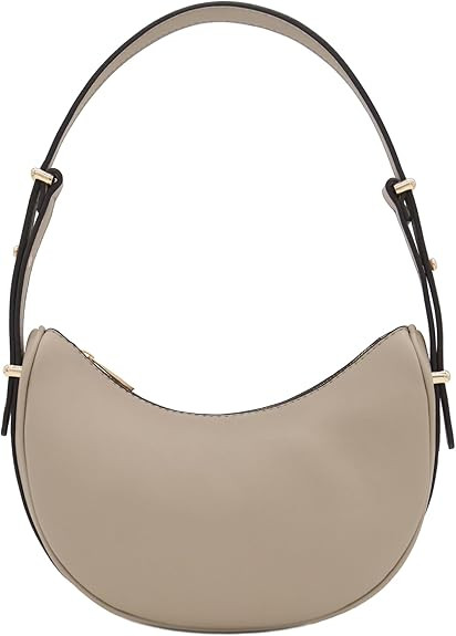 Small Crescent Smooth Faux Leather Underarm Shoulder Bag | Amazon (US)