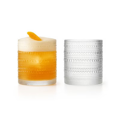 LEMONSODA Clear Hobnail Lowball Whiskey Glasses - 10oz Set of 2 Vintage Glassware | Target